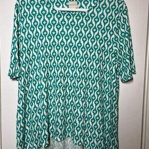 Chico’s Women’s Turquoise Tunic Tee Short Sleeve Size L Approximate